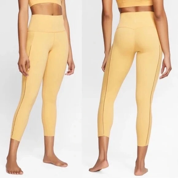 Women's Nike Yoga Luxe Infinalon 7/8 Tights Mustard Yellow (322) - Picture 4 of 10